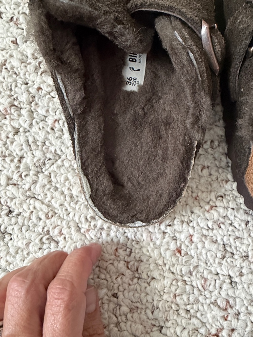 Birkenstock Boston Brown Suede Shearling Clog - Picture 5 of 6